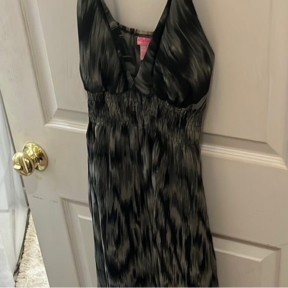 Black and Gray Sleeveless Halter Maxi Sundress - Picture 1 of 6